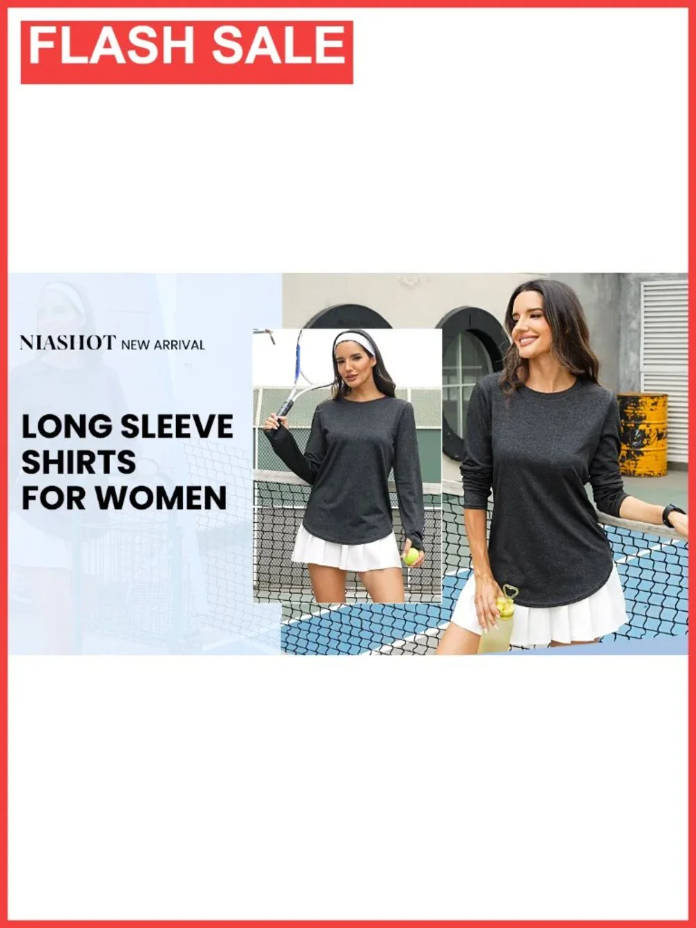 Women's Long Sleeve Workout Top with Thumb Holes UPF 50+ Sun Shirt for Hiking